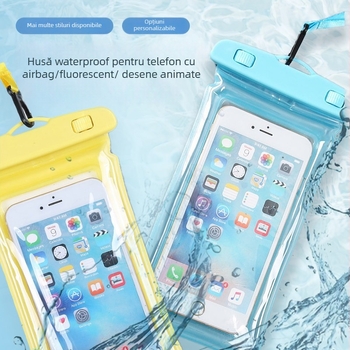 Geantă impermeabilă pentru telefon cu ecran tactil - material PVC, țesătură impermeabilă, design sigilat pentru înot și activități în aer liber