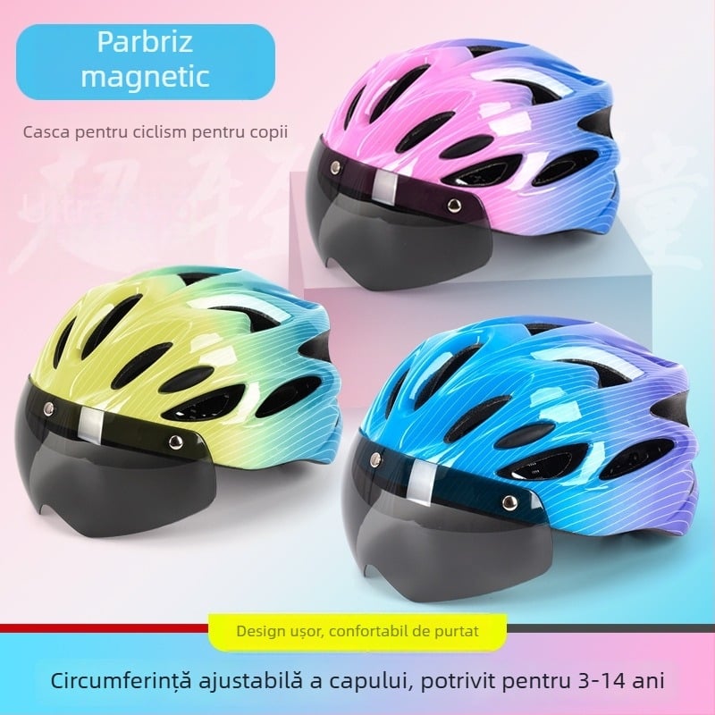 Casca de ciclism pentru copii, unisex, respirabilă, ultra-ușoară, design gradient, PC+EPS