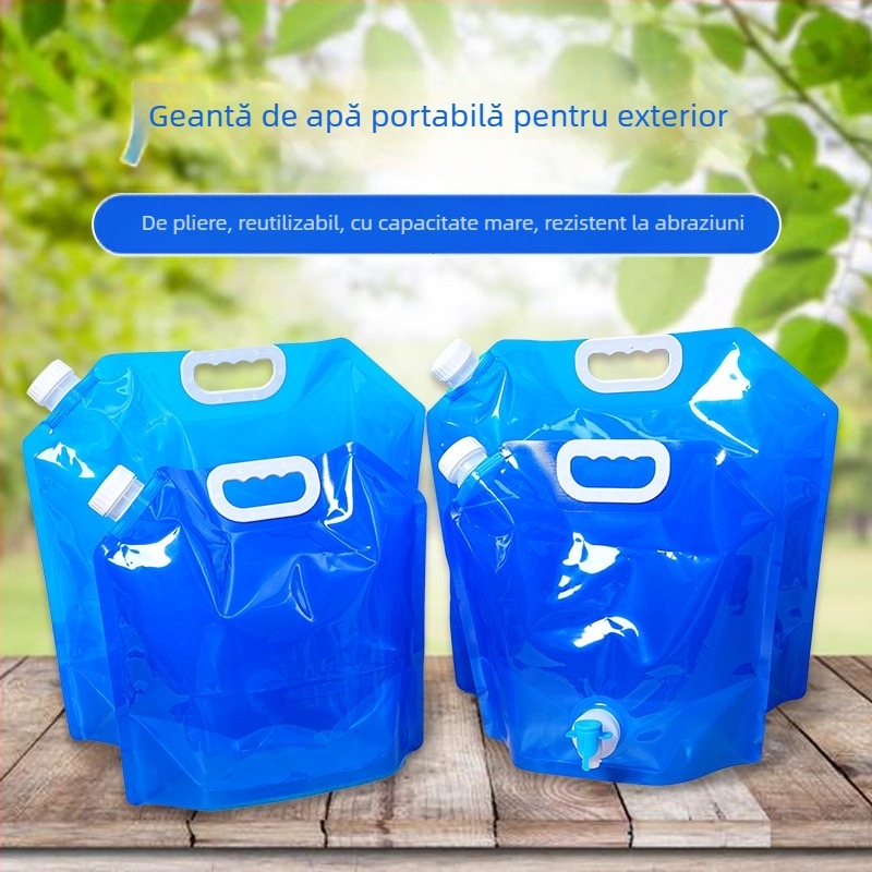 Bidon de apă pliabil pentru exterior, echipament de camping, (0.7 L Capacitate, Țesătură impermeabilă, Imprimare logo personalizat)