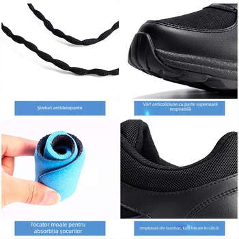 Pantofi de antrenament unisex: partea superioară din pânză/plasă, vârf rotund, talpă plată, potriviți pentru alergare, drumeții și camping