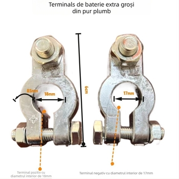 Clema terminal baterie auto – plumb pur, potrivire universală, construcție îngroșată, pentru terminale de baterie auto