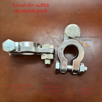Clema terminal baterie auto – plumb pur, potrivire universală, construcție îngroșată, pentru terminale de baterie auto