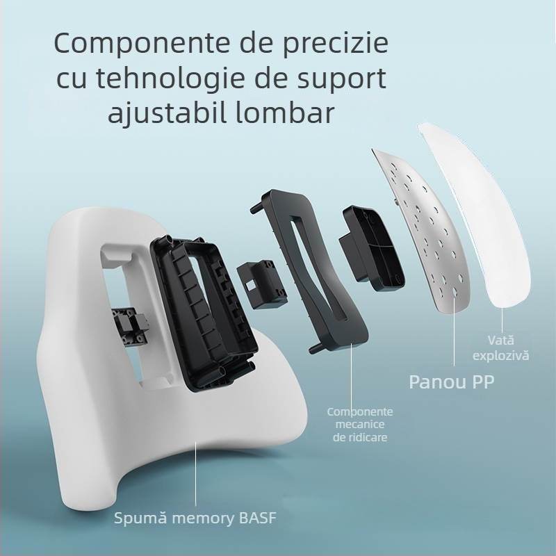 Perne de sprijin lombar pentru mașină din spumă cu memorie, reglabilă, pentru utilizare în mașină, acasă și la birou, potrivire universală