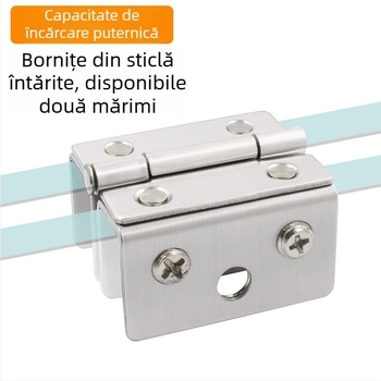 Balamă din oțel inoxidabil pentru sticlă, bilaterală, 180°, modelul 001