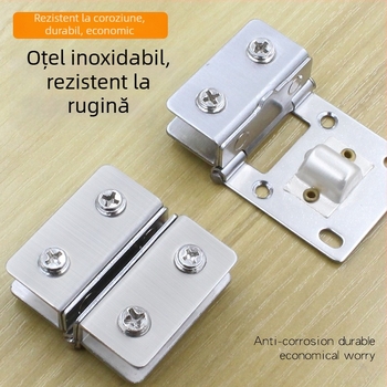 Balamă din oțel inoxidabil pentru sticlă, bilaterală, 180°, modelul 001