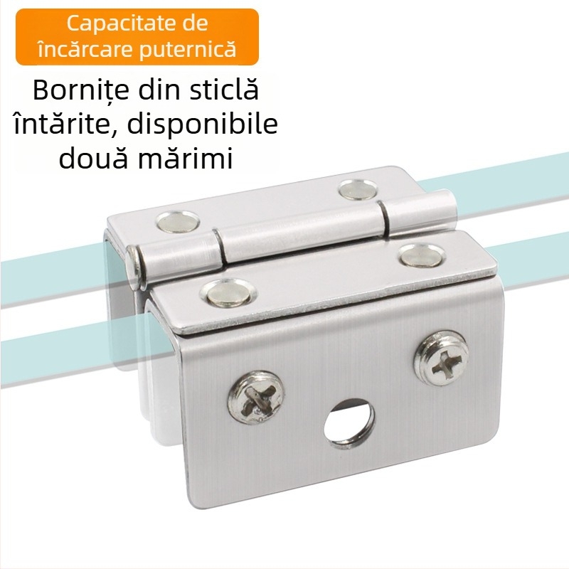 Balamă din oțel inoxidabil pentru sticlă, bilaterală, 180°, modelul 001