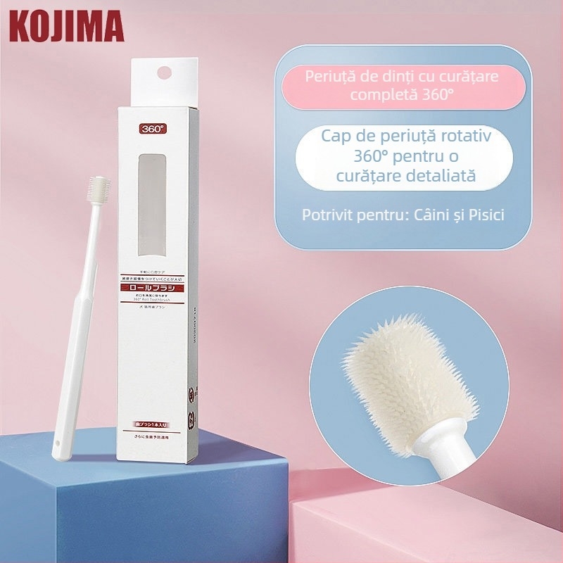 Kit de îngrijire dentară pentru animale de companie: perie deget și șervețele umede pentru pisici și câini (antibacterian, respirație proaspătă, îndepărtarea petelor, controlul tartrului)