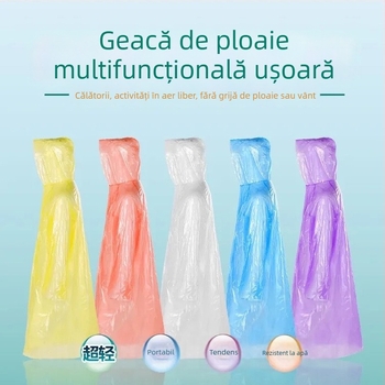 Pelerină de ploaie de unică folosință, lungă, transparentă, acoperire totală, rezistentă la ploi torențiale