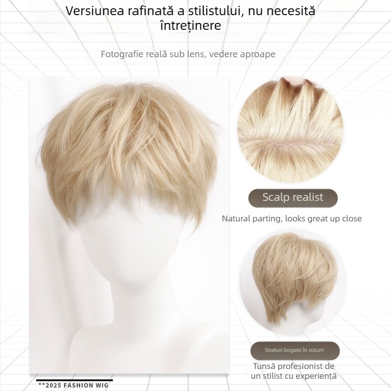 Perucă în stil coreean, unisex, din mătase rezistentă la temperatură, set complet pentru cap, aspect natural, pentru cosplay.