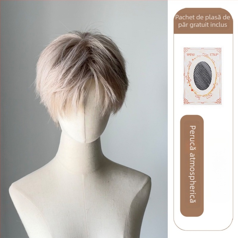 Perucă în stil coreean, unisex, din mătase rezistentă la temperatură, set complet pentru cap, aspect natural, pentru cosplay.