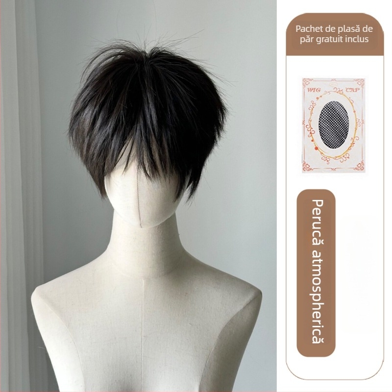 Perucă în stil coreean, unisex, din mătase rezistentă la temperatură, set complet pentru cap, aspect natural, pentru cosplay.