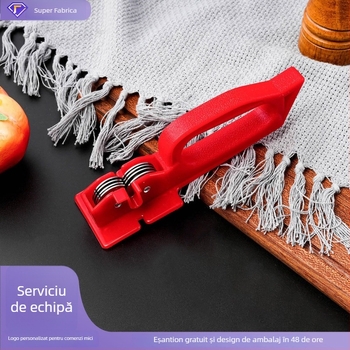 Acuțitor de cuțite din oțel inoxidabil, mâner din plastic, design bază lărgită, unelte de bucătărie pentru ascuțit