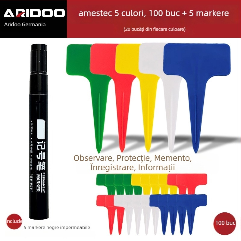 Stâlpi groși pentru etichete de plante – etichete de inserție din plastic PP pentru grădină (Airidun)