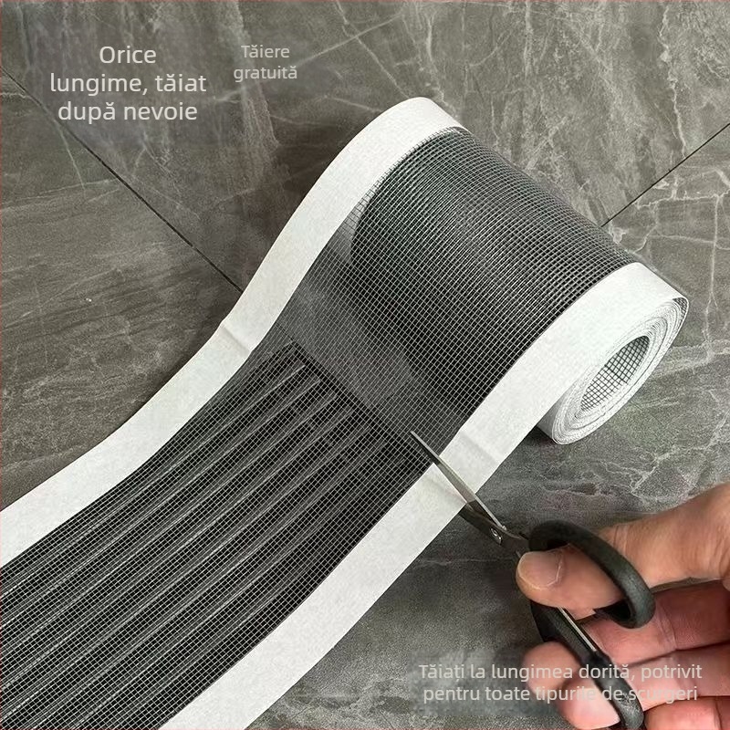 Bandă de filtrare pentru canalizarea de podea, autoadeziv anti-obstrucție, plasă din fibră de sticlă, rolă, 220 buc./cutie