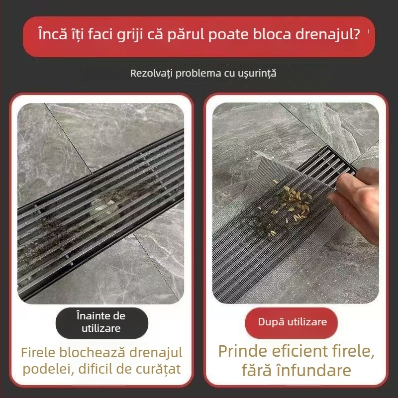 Bandă de filtrare pentru canalizarea de podea, autoadeziv anti-obstrucție, plasă din fibră de sticlă, rolă, 220 buc./cutie