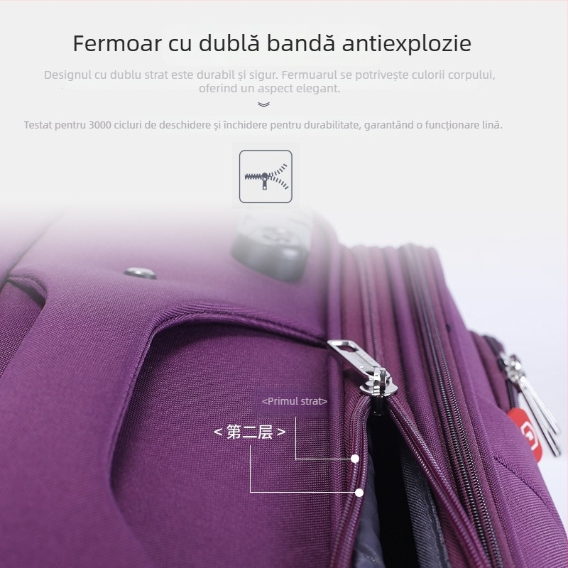 Valiză de voiaj din pânză Oxford cu fermoar, roți universale, anti-furt, model 906#