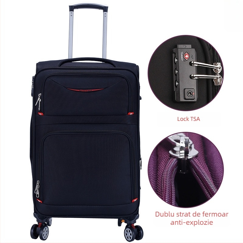 Valiză de voiaj din pânză Oxford cu fermoar, roți universale, anti-furt, model 906#