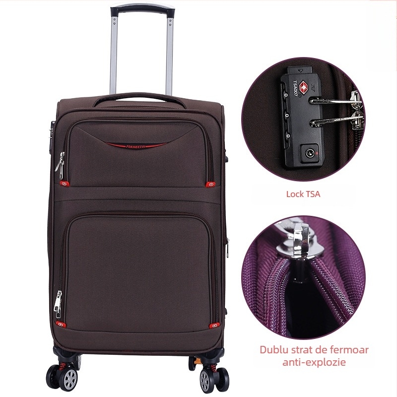 Valiză de voiaj din pânză Oxford cu fermoar, roți universale, anti-furt, model 906#