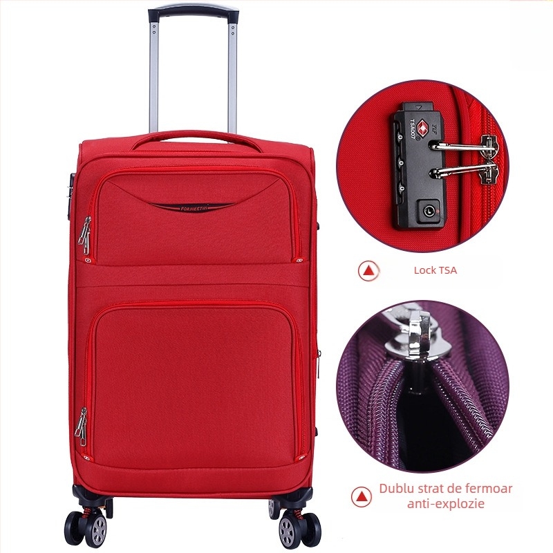 Valiză de voiaj din pânză Oxford cu fermoar, roți universale, anti-furt, model 906#