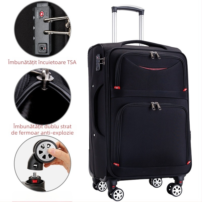 Valiză de voiaj din pânză Oxford cu fermoar, roți universale, anti-furt, model 906#