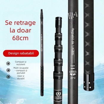 Undiță de pescuit din fibră de carbon, 5 secțiuni telescopice, greutate 50