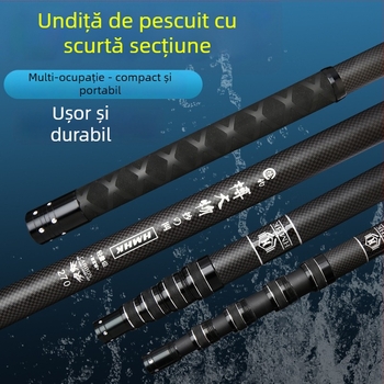 Undiță de pescuit din fibră de carbon, 5 secțiuni telescopice, greutate 50