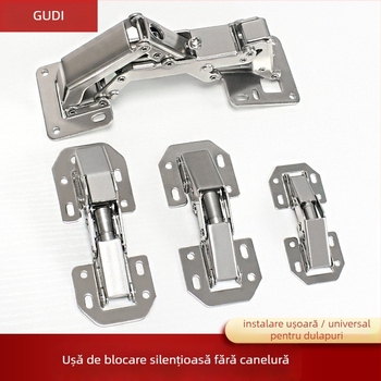 Balama de ușă de dulap hidraulică – amortizor, fără găuri, oțel laminat la rece, nichelat, model A1