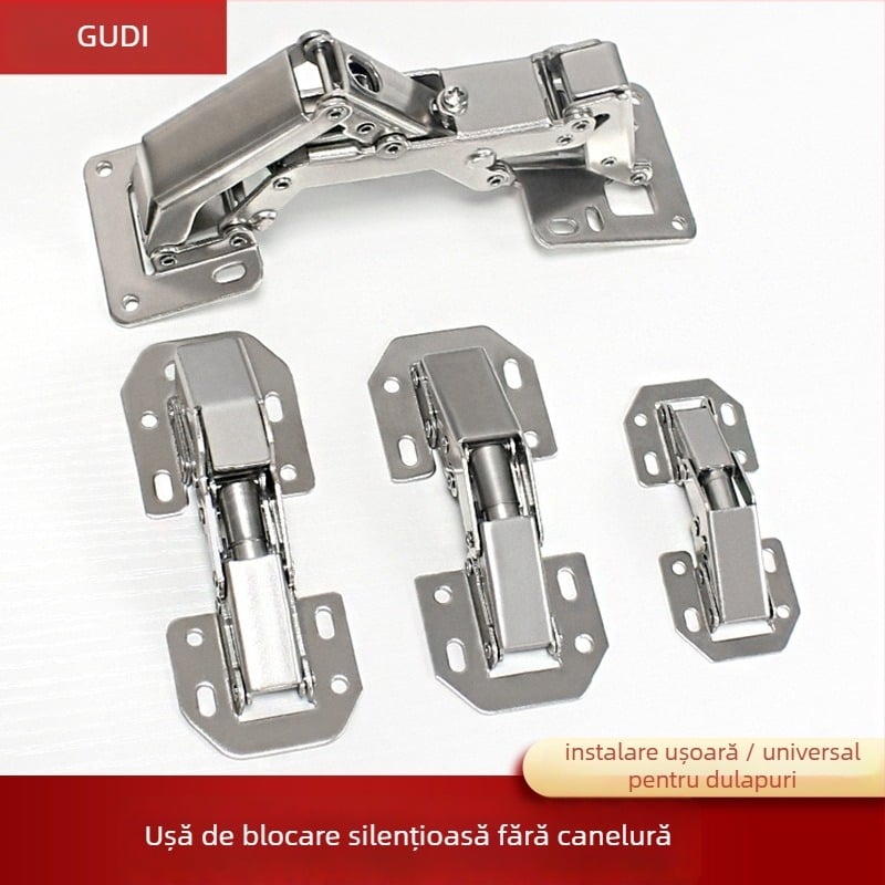 Balama de ușă de dulap hidraulică – amortizor, fără găuri, oțel laminat la rece, nichelat, model A1