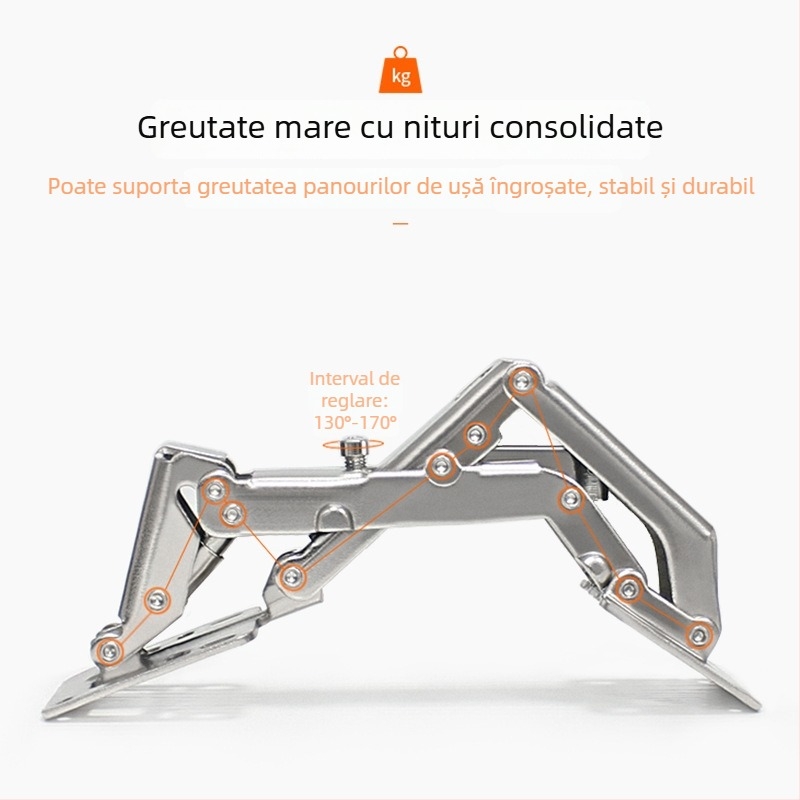 Balama de ușă de dulap hidraulică – amortizor, fără găuri, oțel laminat la rece, nichelat, model A1