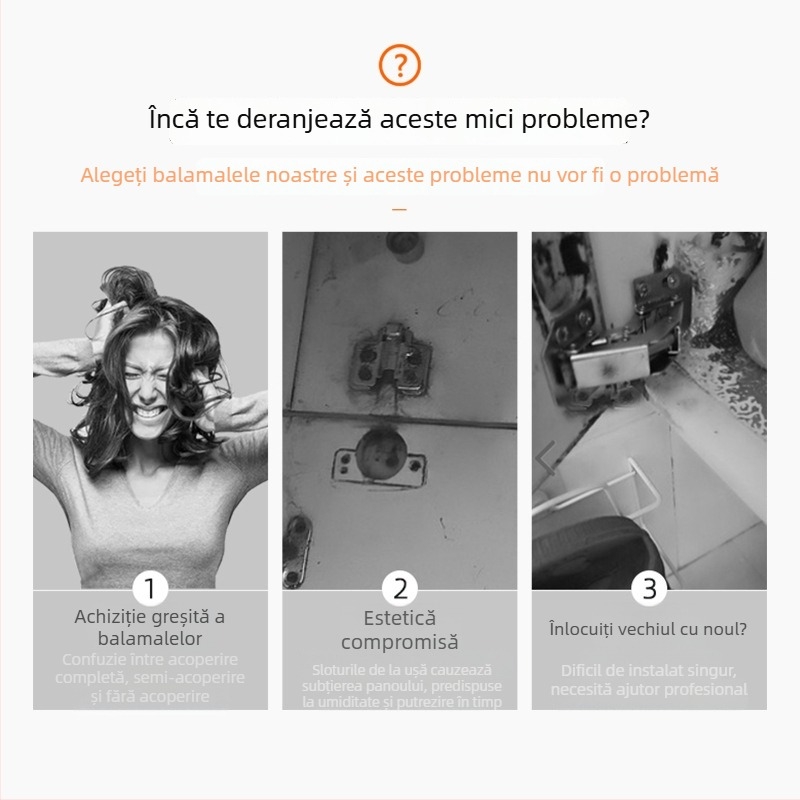 Balama de ușă de dulap hidraulică – amortizor, fără găuri, oțel laminat la rece, nichelat, model A1