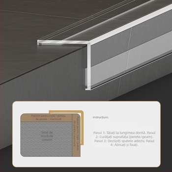 Protecție colț PVC, autoadezivă, profil în formă de L, 3,35 m lungime, pentru marginea plăcilor ceramice