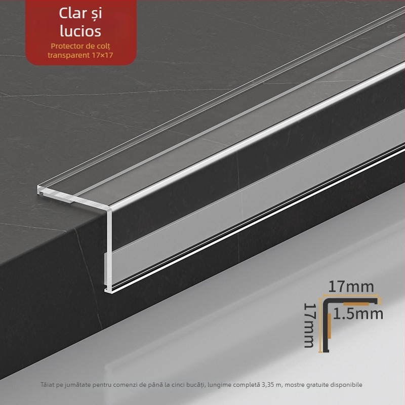Protecție colț PVC, autoadezivă, profil în formă de L, 3,35 m lungime, pentru marginea plăcilor ceramice
