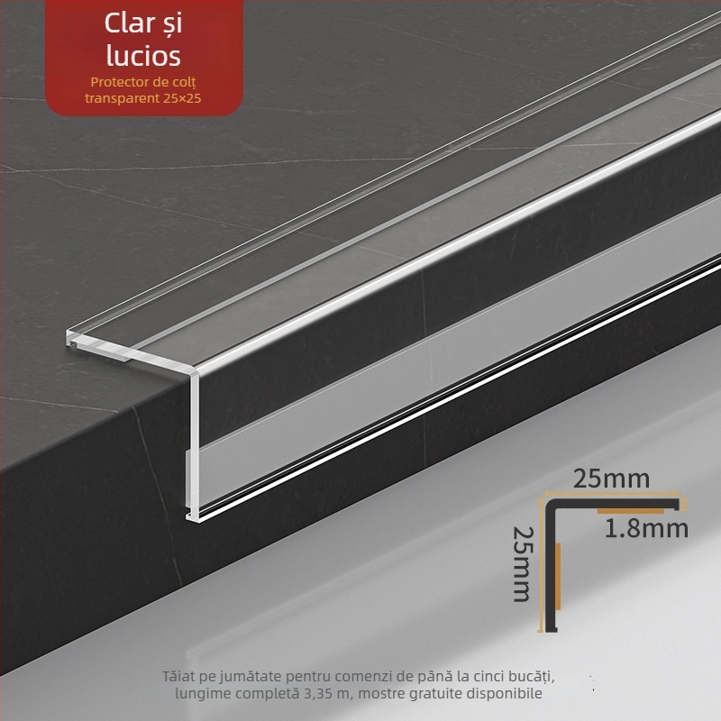 Protecție colț PVC, autoadezivă, profil în formă de L, 3,35 m lungime, pentru marginea plăcilor ceramice