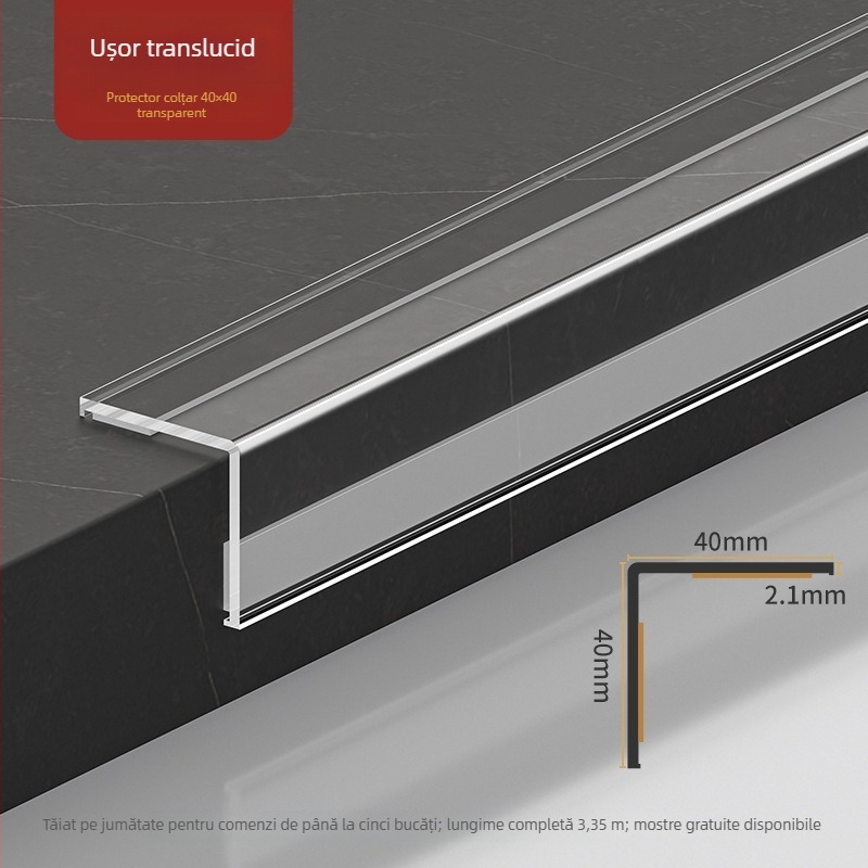 Protecție colț PVC, autoadezivă, profil în formă de L, 3,35 m lungime, pentru marginea plăcilor ceramice