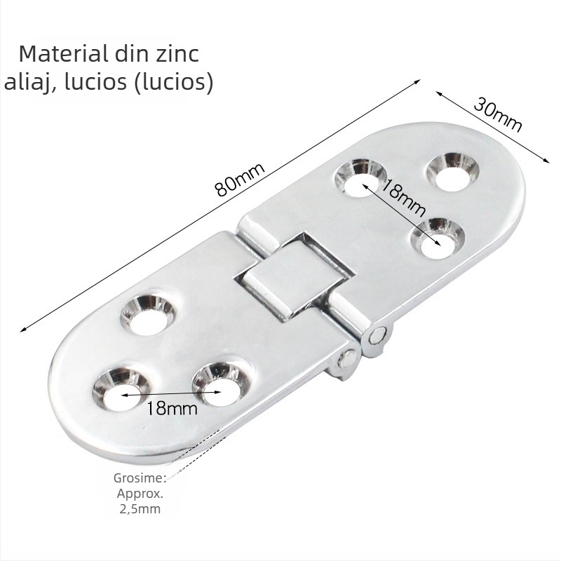 Balama pentru masă rotundă groasă, blat pliabil, model 3+6, material: aliaj de zinc/ oțel inoxidabil, finisaj lucios, stil modern minimalist
