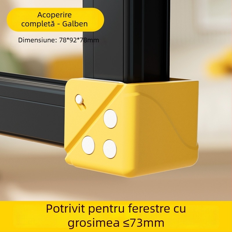 Protecție de colț din aluminiu pentru fereastră, cu acoperire completă, anti-coliziune, pentru ferestre cu deschidere interioară, set de protecție pentru uși și ferestre, cu magneți duali
