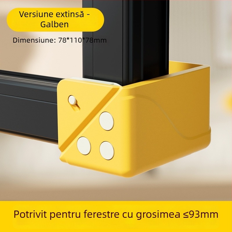 Protecție de colț din aluminiu pentru fereastră, cu acoperire completă, anti-coliziune, pentru ferestre cu deschidere interioară, set de protecție pentru uși și ferestre, cu magneți duali