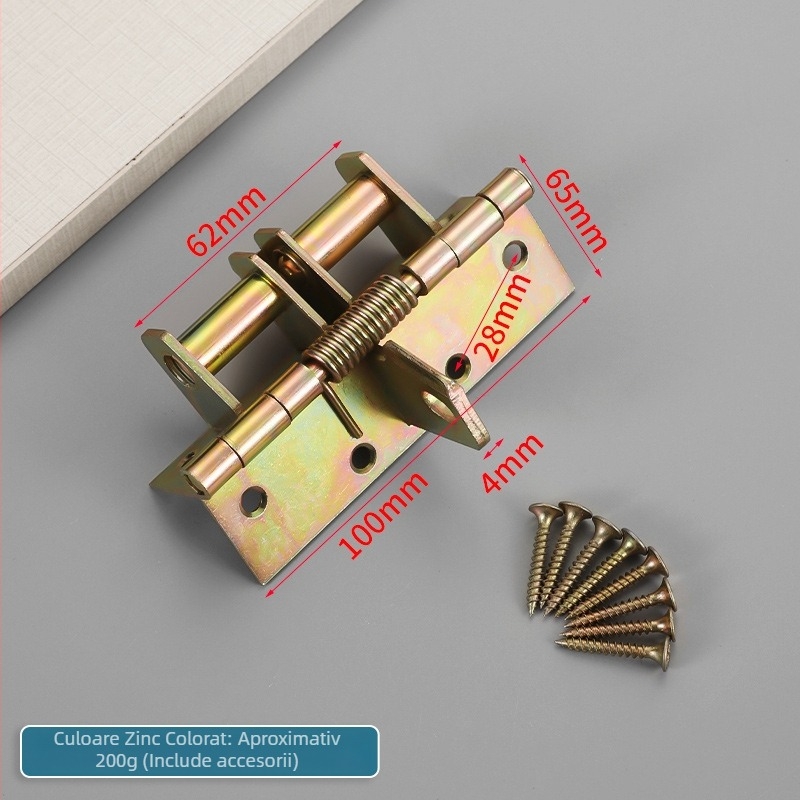 Balama cu arc pentru uși din lemn, cu închizător încorporat, design ascuns, poziționare la 90°, oțel mangan.