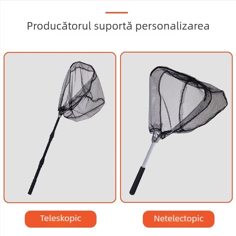 Plasă de pescuit din nylon triunghiulară, pliabilă, telescopică, portabilă