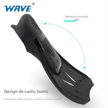 Wave Fin profesionale de scufundare pentru bărbați - Material TPR + PP, Model F6882, Freediving și snorkeling