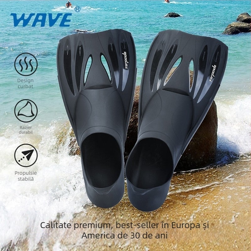 Wave Fin profesionale de scufundare pentru bărbați - Material TPR + PP, Model F6882, Freediving și snorkeling