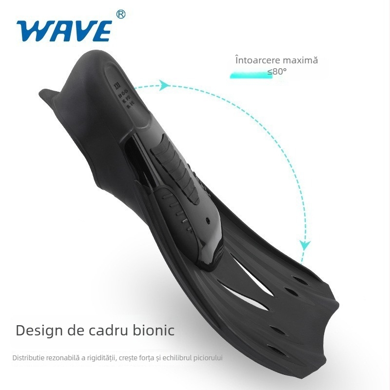 Wave Fin profesionale de scufundare pentru bărbați - Material TPR + PP, Model F6882, Freediving și snorkeling