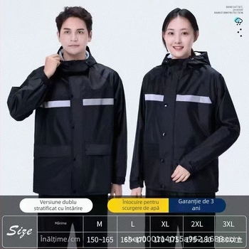 Poncho impermeabil split cu pantaloni pentru livratori — țesătură Oxford, strat adeziv PVC impermeabil, posibilitatea imprimării logo-ului