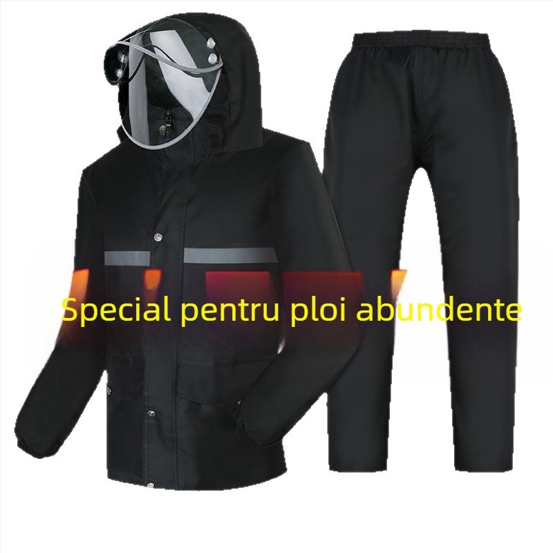Poncho impermeabil split cu pantaloni pentru livratori — țesătură Oxford, strat adeziv PVC impermeabil, posibilitatea imprimării logo-ului