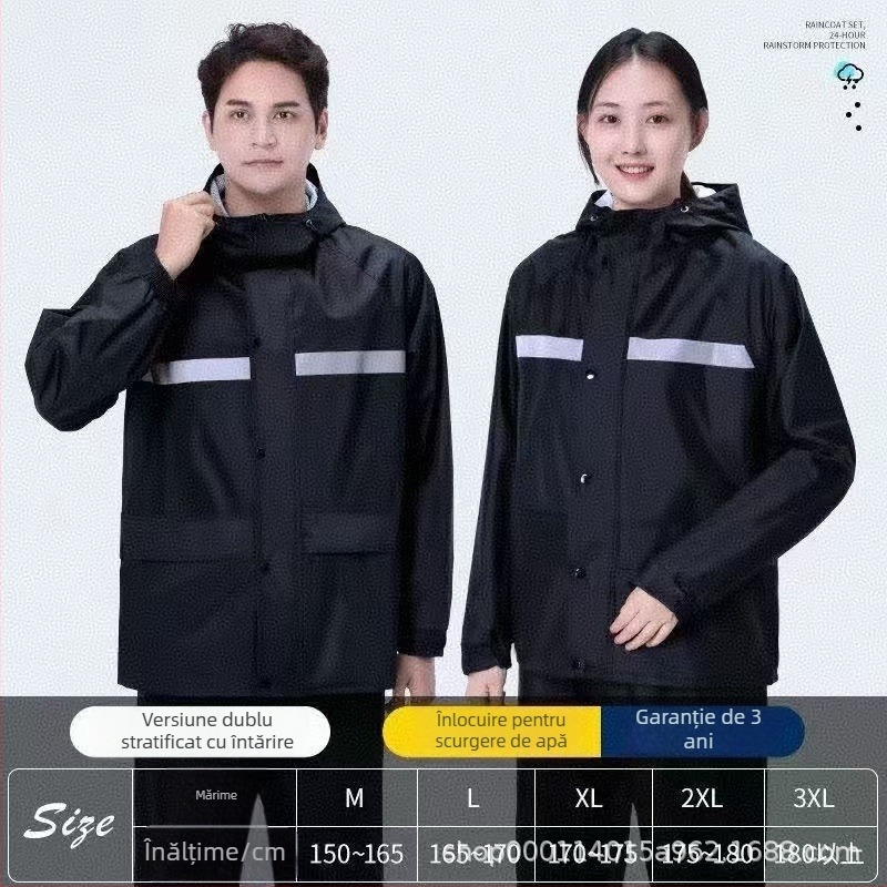 Poncho impermeabil split cu pantaloni pentru livratori — țesătură Oxford, strat adeziv PVC impermeabil, posibilitatea imprimării logo-ului
