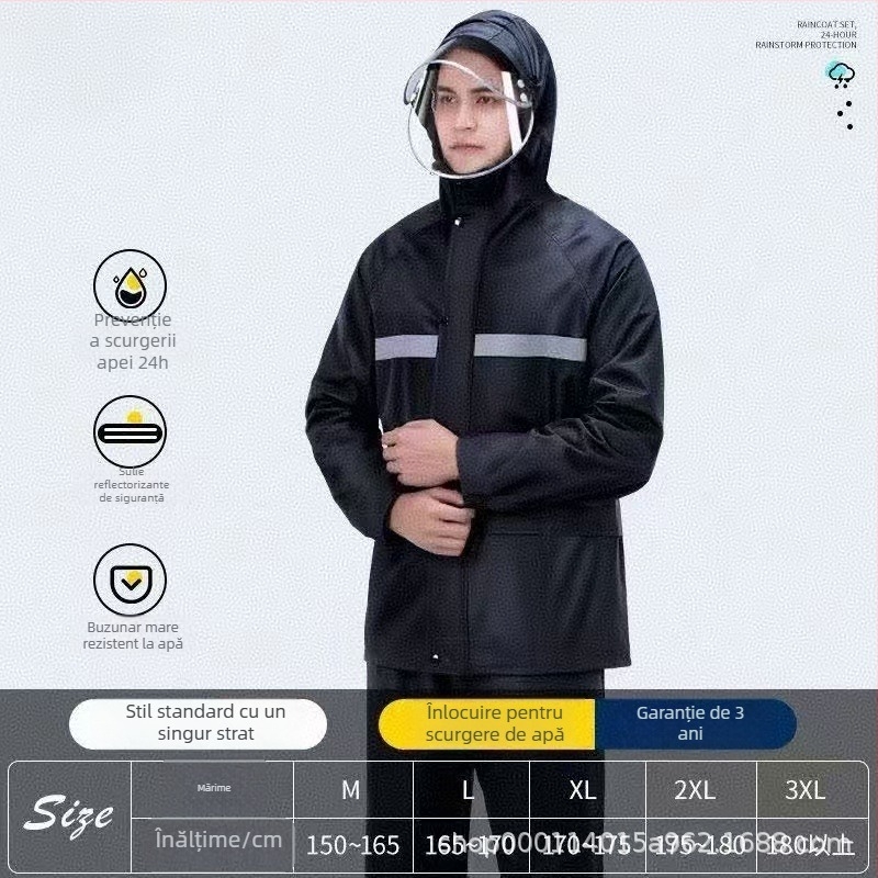 Poncho impermeabil split cu pantaloni pentru livratori — țesătură Oxford, strat adeziv PVC impermeabil, posibilitatea imprimării logo-ului
