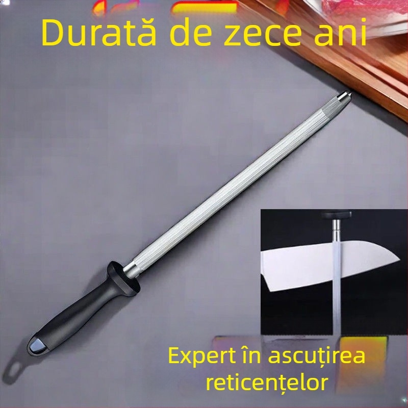 Baton ascuțitor pentru cuțite — oțel inoxidabil, instrument de ascuțire, stil modern minimalist (lansat în 2024)