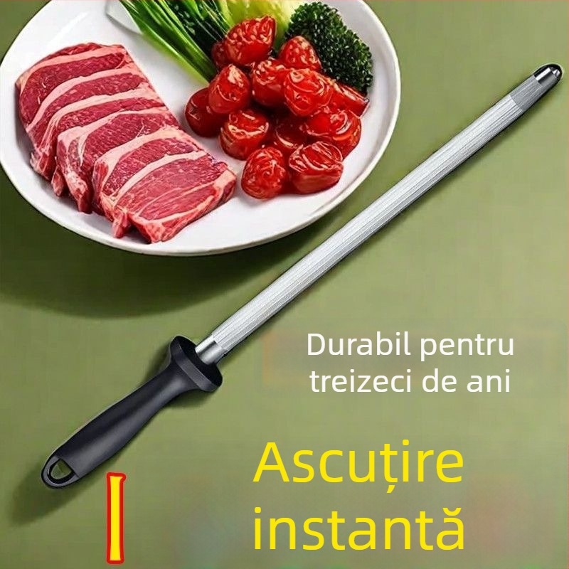 Baton ascuțitor pentru cuțite — oțel inoxidabil, instrument de ascuțire, stil modern minimalist (lansat în 2024)