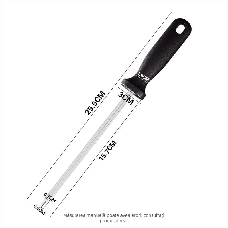 Baton ascuțitor pentru cuțite — oțel inoxidabil, instrument de ascuțire, stil modern minimalist (lansat în 2024)