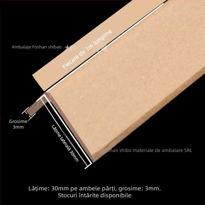 Protector de colț în formă de L din hârtie kraft — fabricare cu mașină de hârtie, logo tipărit, întărit